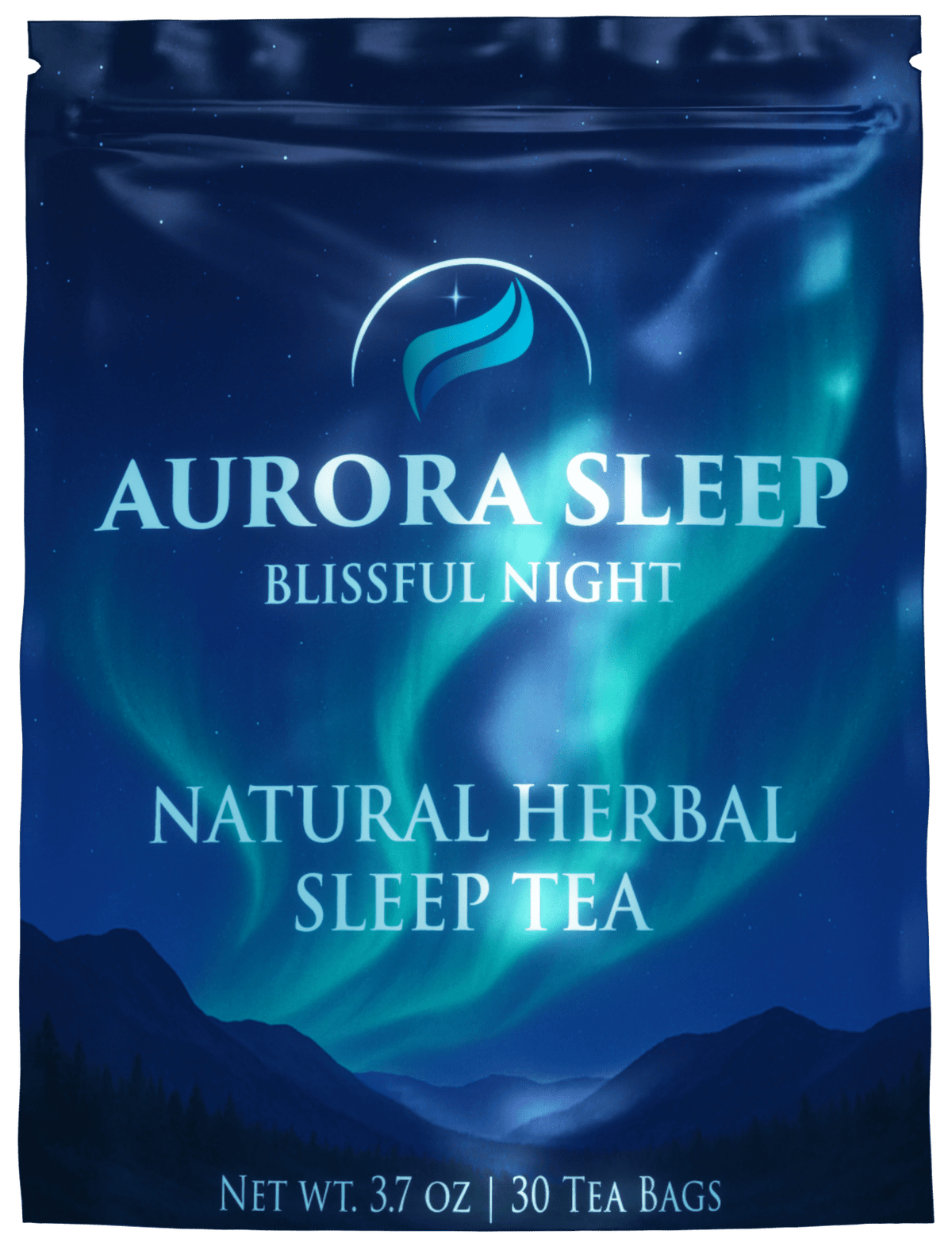 Aurora Sleep natural herbal sleep tea package